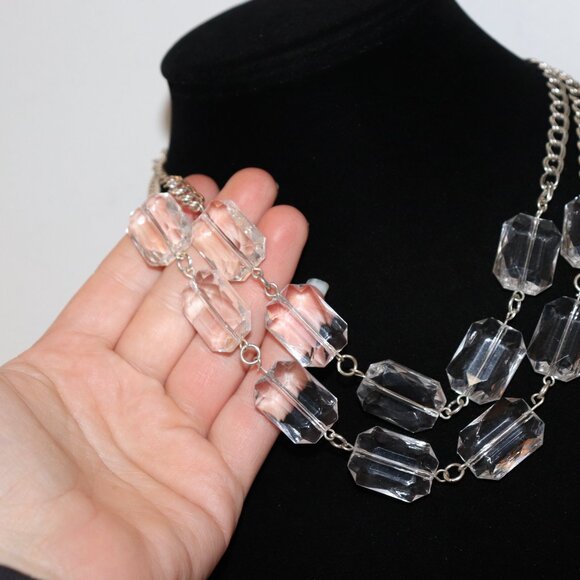 ❄️💎 Silver & Clear Beaded Statement Necklace · 17–20" Adjustable · NWT Macy’s - Picture 5 of 7